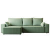 ECKSOFA Tobi mit Bettkasten und Schlaffunktion, L-Form/XL-Form, Cordstoff, Universal - Mintgrün, Holzwerkstoff (276/145cm) - 4ALL HOME