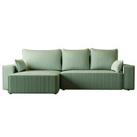 ECKSOFA Tobi mit Bettkasten und Schlaffunktion, L-Form/XL-Form, Cordstoff, Universal - Mintgrün, Holzwerkstoff (276/145cm) - 4ALL HOME