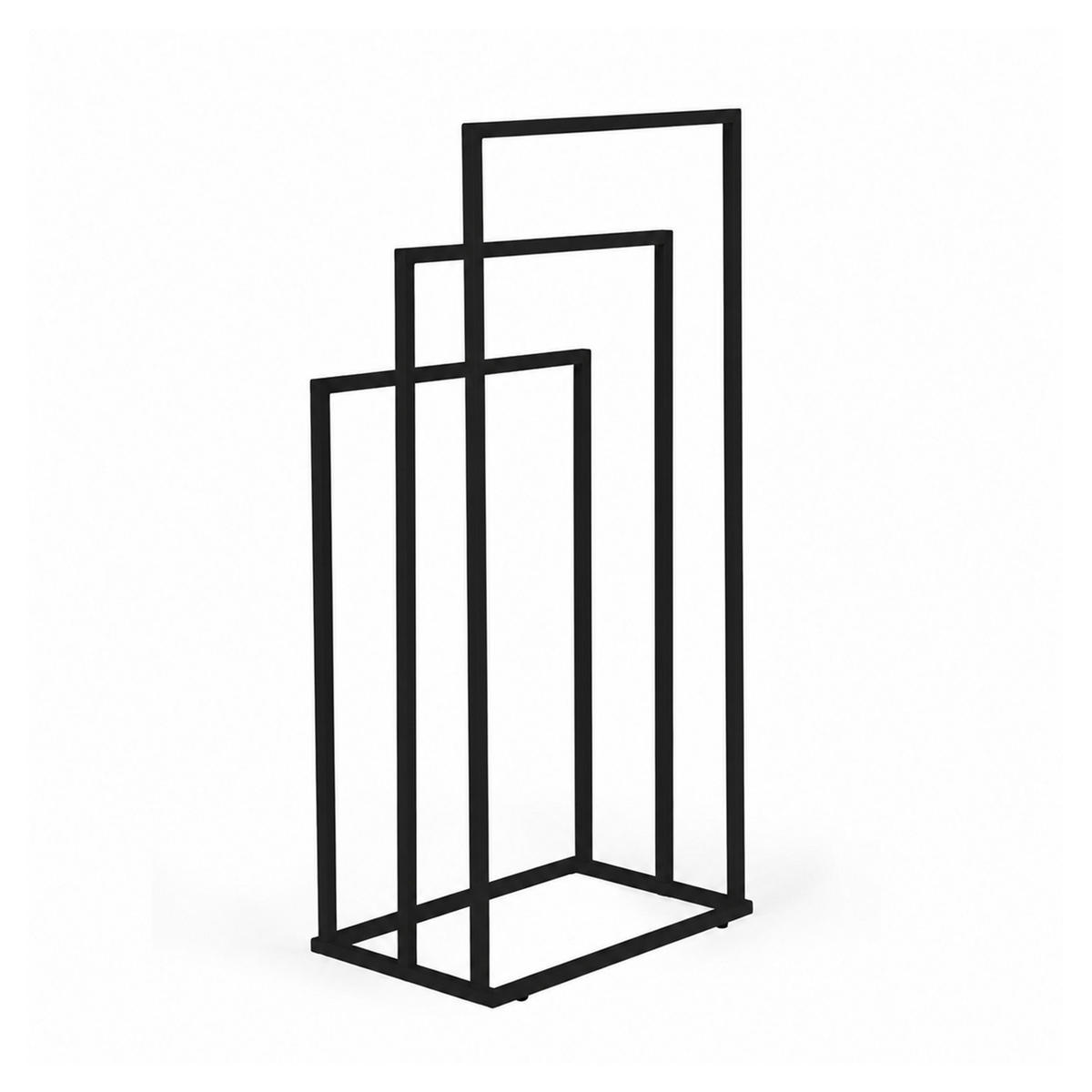 HANDTUCHSTÄNDER freistehend mit 3 Stangen - Schwarz, Metall (48.5/95.5/20cm) - Mat-Haus