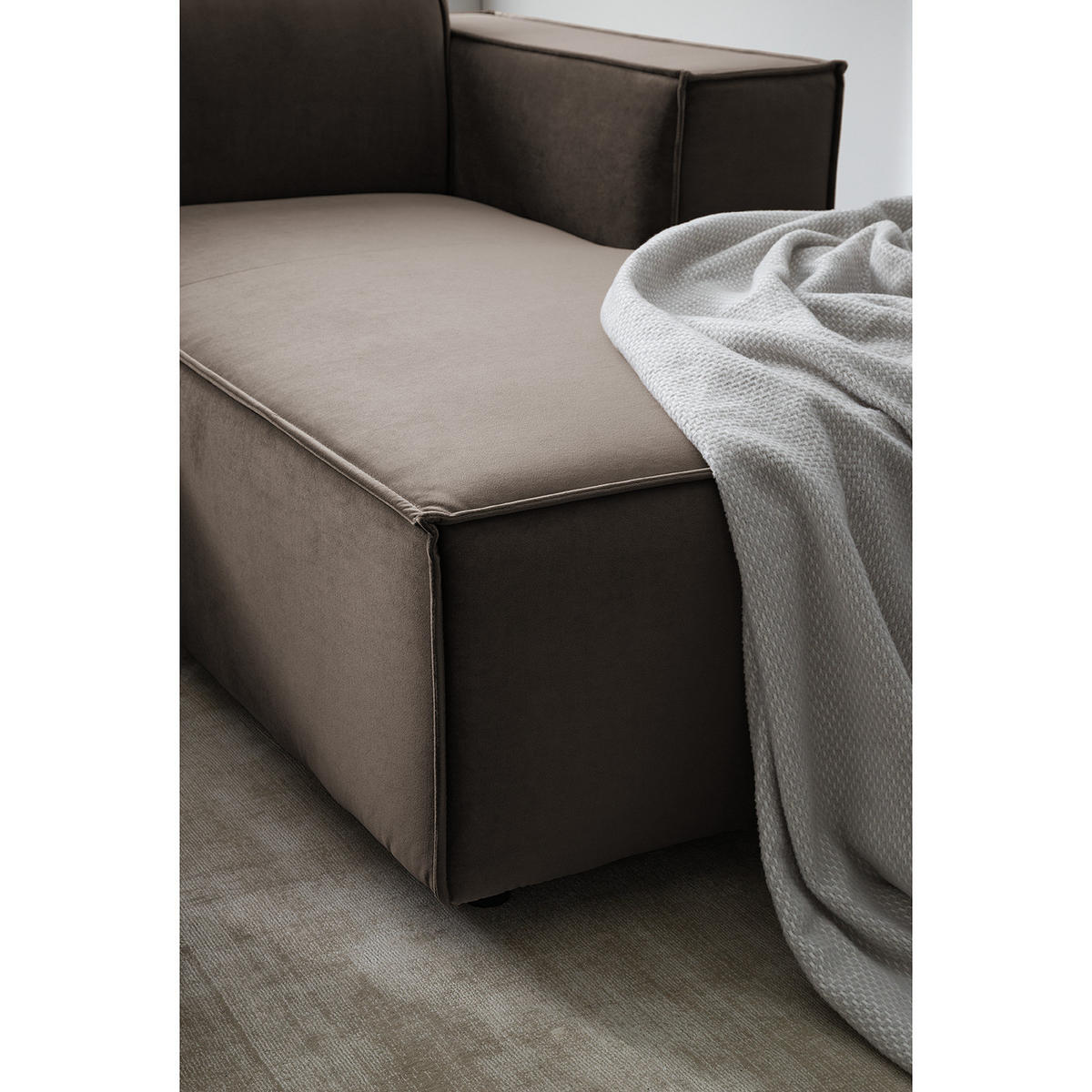 ECKSOFA mit Longchair - Taupe/Schwarz, Kunststoff/Textil (260/177cm) - home24