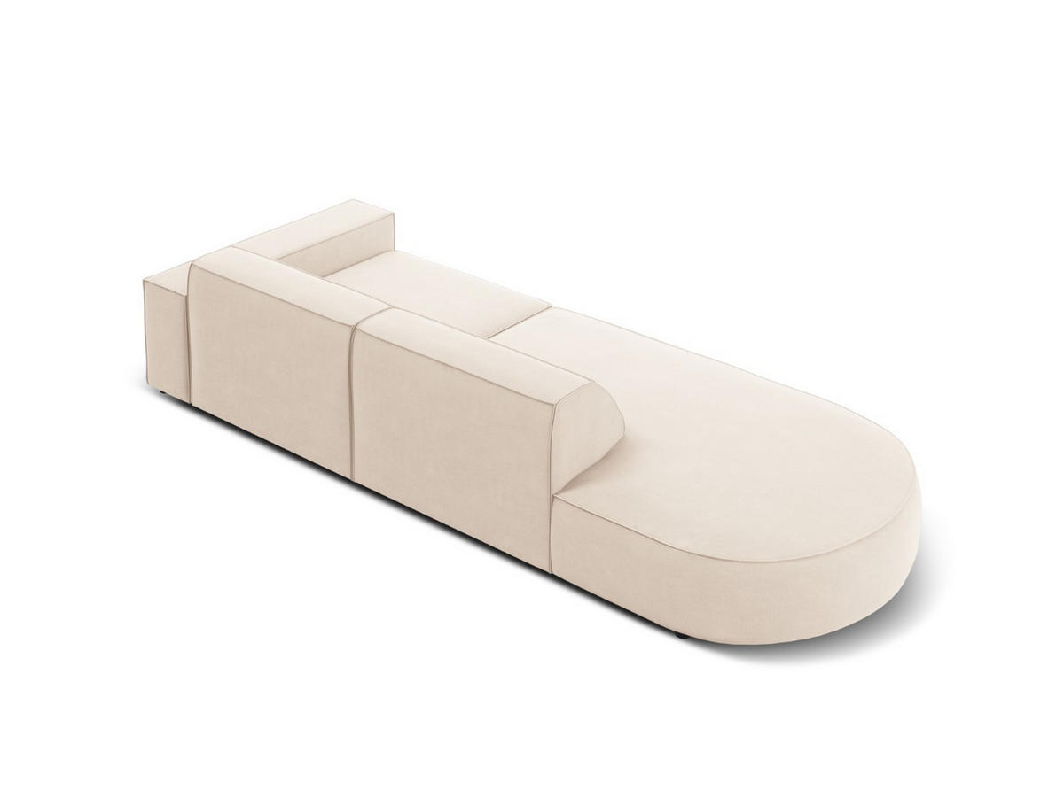 LINKES-SOFA Jodie aus Samt leichtes beige 3 Sitzplätze - Beige, Textil (262/70/102cm) - Micadoni