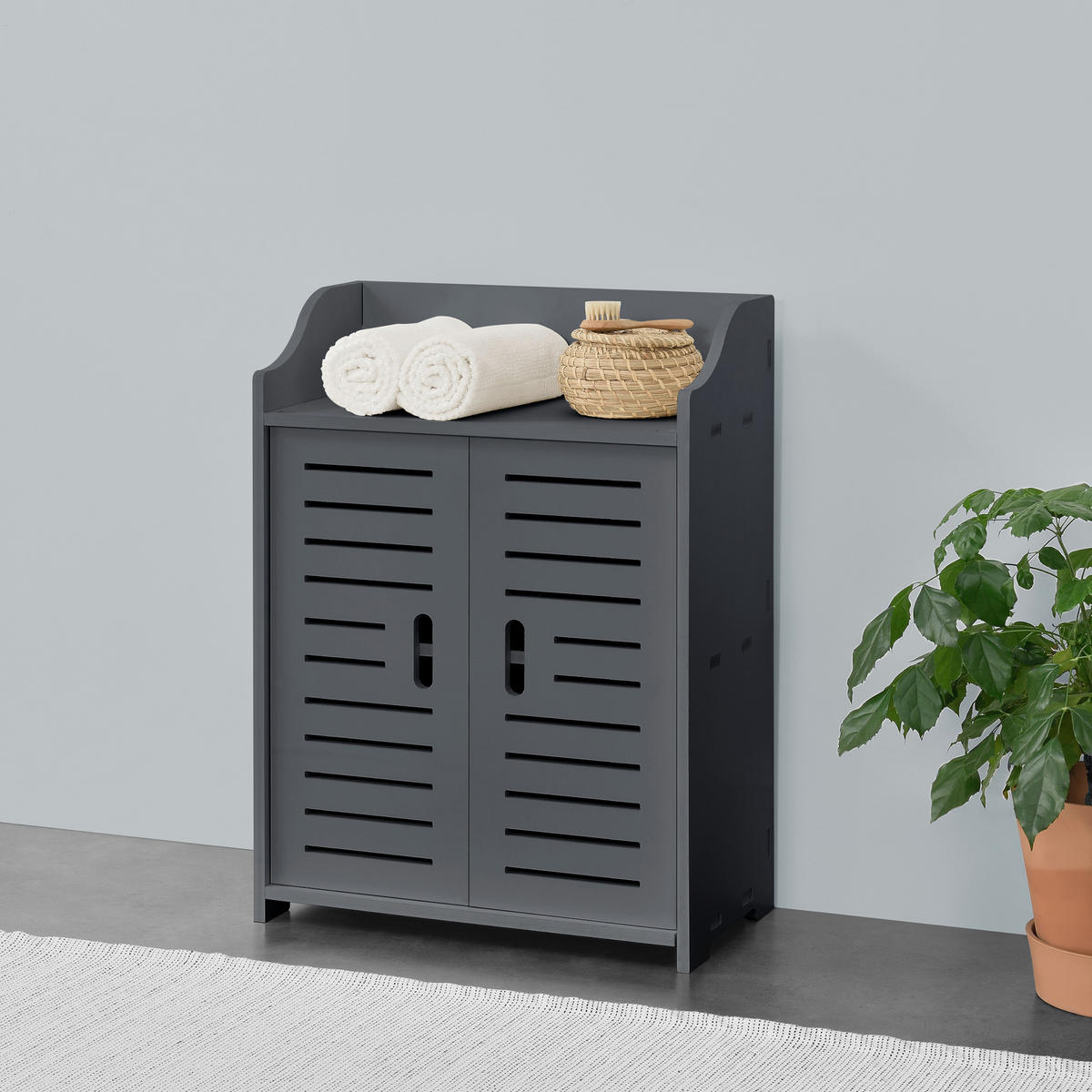 BADEZIMMERSCHRANK Trosa - Dunkelgrau, Kunststoff (45/62/25cm) - [en.casa]