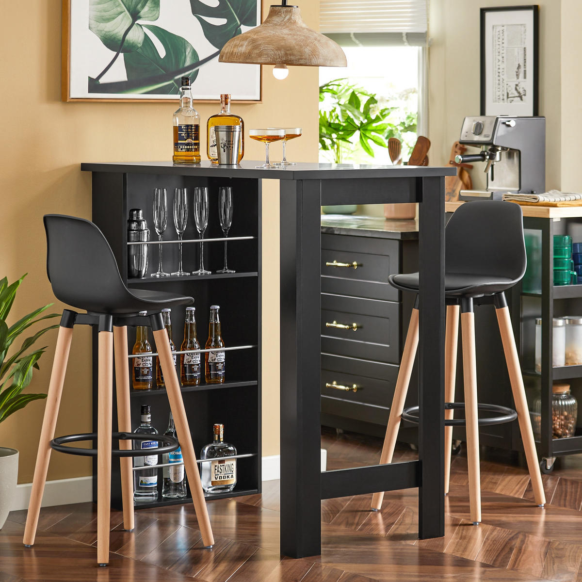 BARTISCH Schwarz - Schwarz, Holzwerkstoff (112/106/57cm) - SoBuy