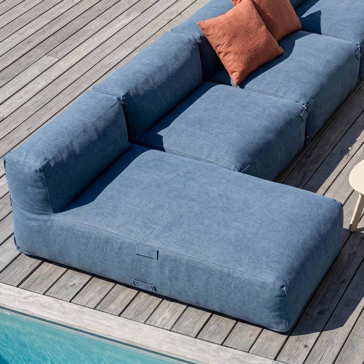 GARTENSOFA mit 6 Sitzplätzen, Pazifikblau - Blau, Textil - Oviala