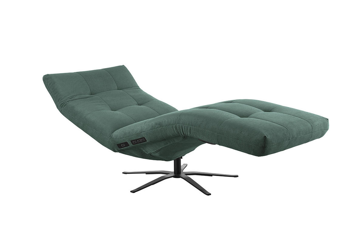 RELAXLIEGE LETICIA Smaragdgrün Cord - Smaragdgrün/Schwarz, Textil/Metall (82/115/156cm) - KAWOLA