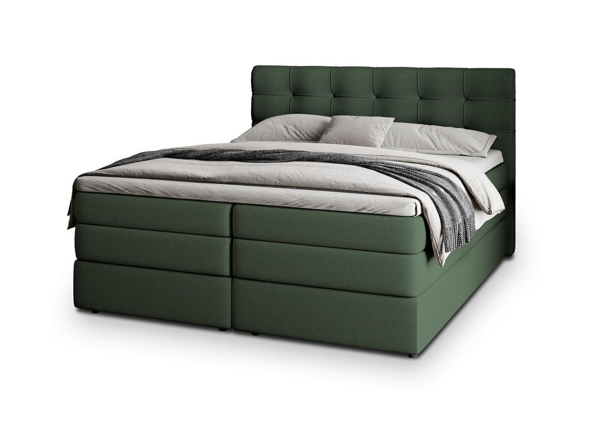 POSTEL BOXSPRING AREZI 180x200 cm, s matrací a úložným prostorem, zelená barva - zelená barva, kompozitní dřevo/textil (180/200cm) - MASSENO