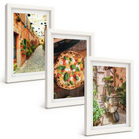 BILDER SET 3er Set - 20x30 cm Weißer Rahmen - Charmante Straßen mit Pizza - Weiß, Kunststoff (20/30cm) - TULUP