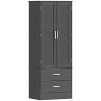 KÜCHENSCHRANK Spanplatte Schwarz - Silberfarben/Schwarz, Holzwerkstoff/Metall (40/159/60cm) - HOMCOM