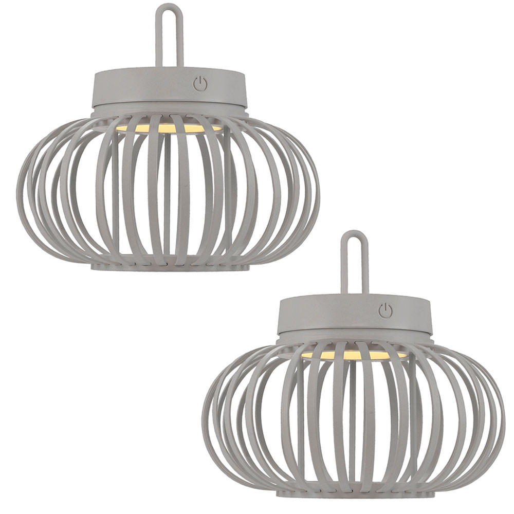 2X Pendel TISCHLEUCHTE LED Metall sand, IP44, Touchdimmer, USB - Bernsteinfarben, Metall (25/25/22cm)