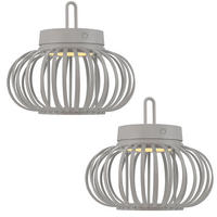 2X Pendel TISCHLEUCHTE LED Metall sand, IP44, Touchdimmer, USB - Bernsteinfarben, Metall (25/25/22cm)