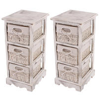 KOMMODE MIT 3 KORBSCHUBLADEN 2ER-SET Weiß - Weiß, Holz (25/58/28cm) - MCW