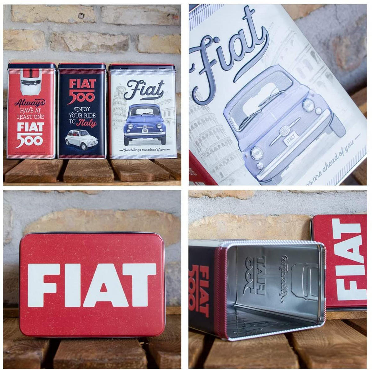 VORRATSDOSE L Fiat 500 Good things are ahead of you - Multicolor, Metall (14/20/10cm) - Nostalgic-Art