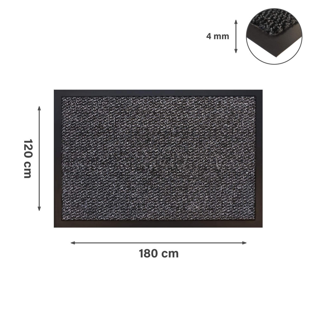 FUSSMATTE SIENA - Anthrazit, Textil (120/180cm) - Lieblings Ding
