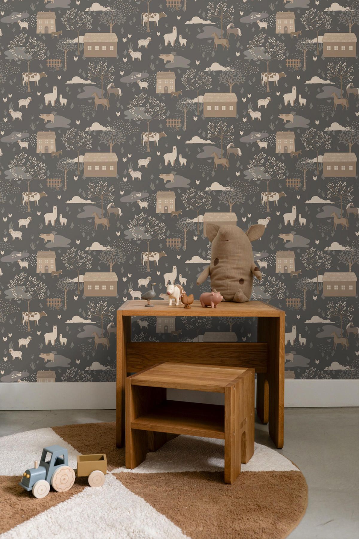 TAPETE Bauernhof 50 x 900 cm - Blau, Papier (50/0.1cm) - ESTAhome