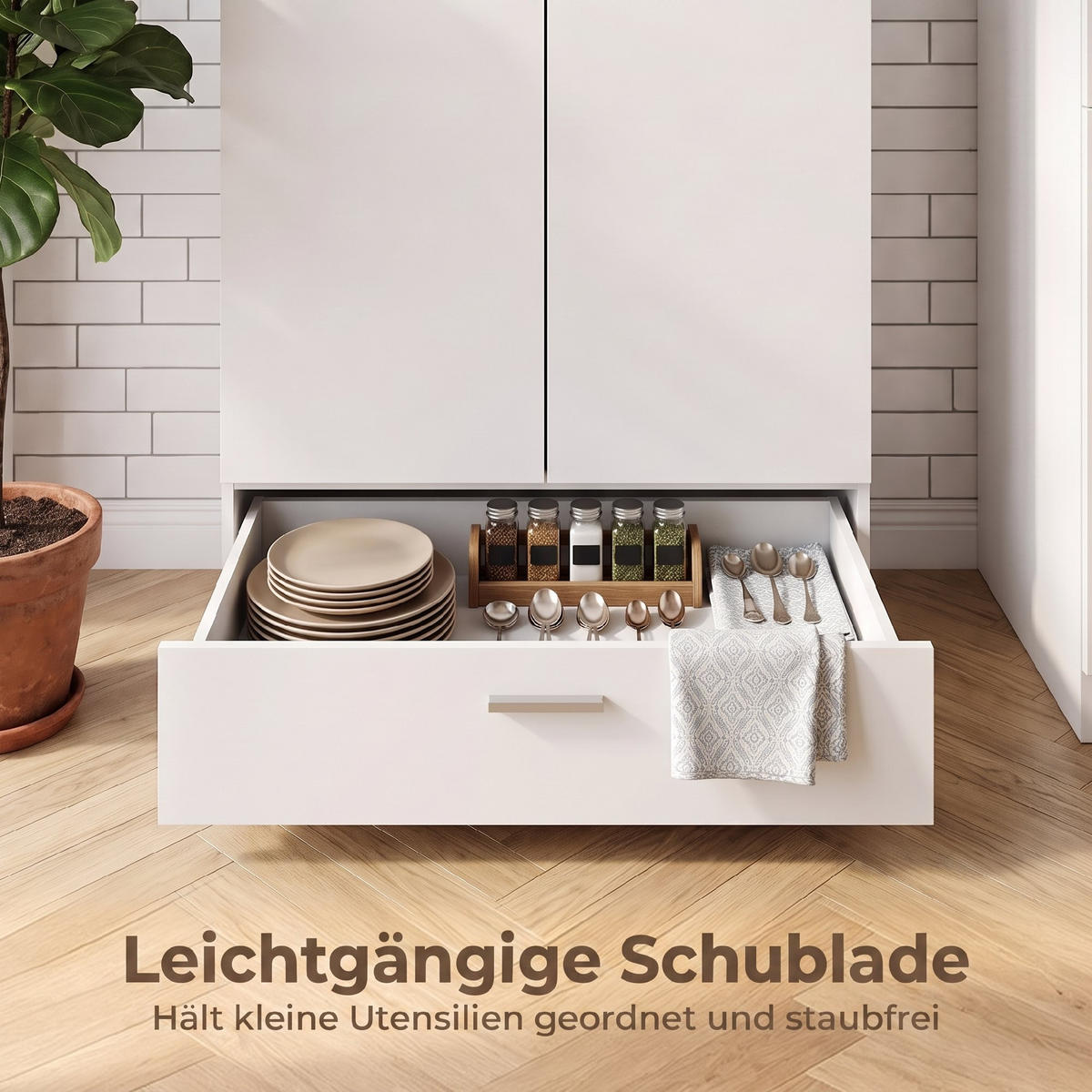 SIDEBOARD i MDF, vitt - Vit, Träbaserade material/Metall (42/100/80cm) - HOMCOM