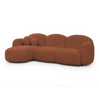 ECKSOFA Nuvola mit abgerundetem Design Terrakotta Bouclé-Stoff - Ottomane Links - Terra cotta/Schwarz, Holz/Kunststoff (268/146cm) - S-Style Möbel