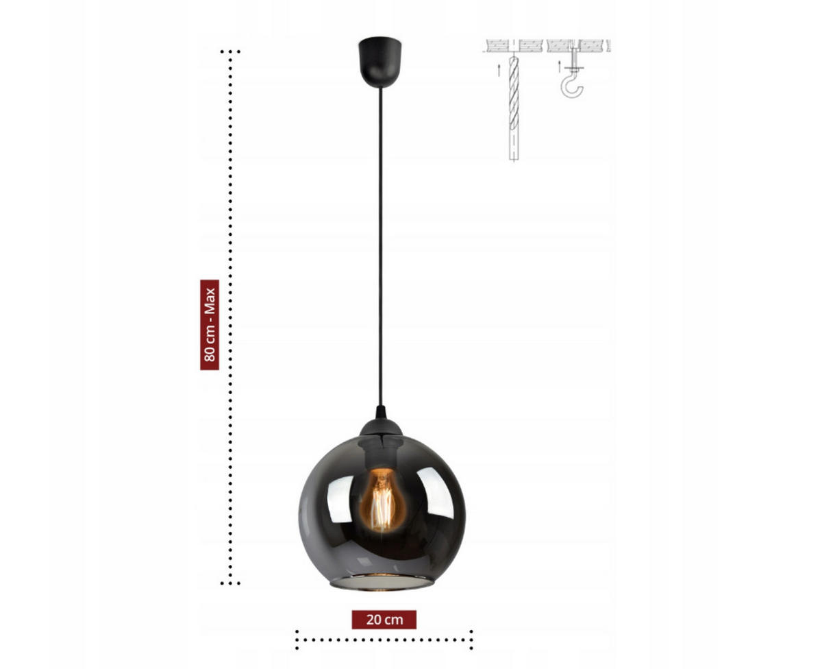 PENDELLEUCHTE HAGEN - Transparent/Anthrazit, Glas/Metall (20/20/80cm) - kiki design