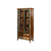 VITRINE Altholz 85x42x180 mehrfarbig lackiert FABLE #31 - Multicolor, Holz (85/180/42cm) - Massivmoebel24