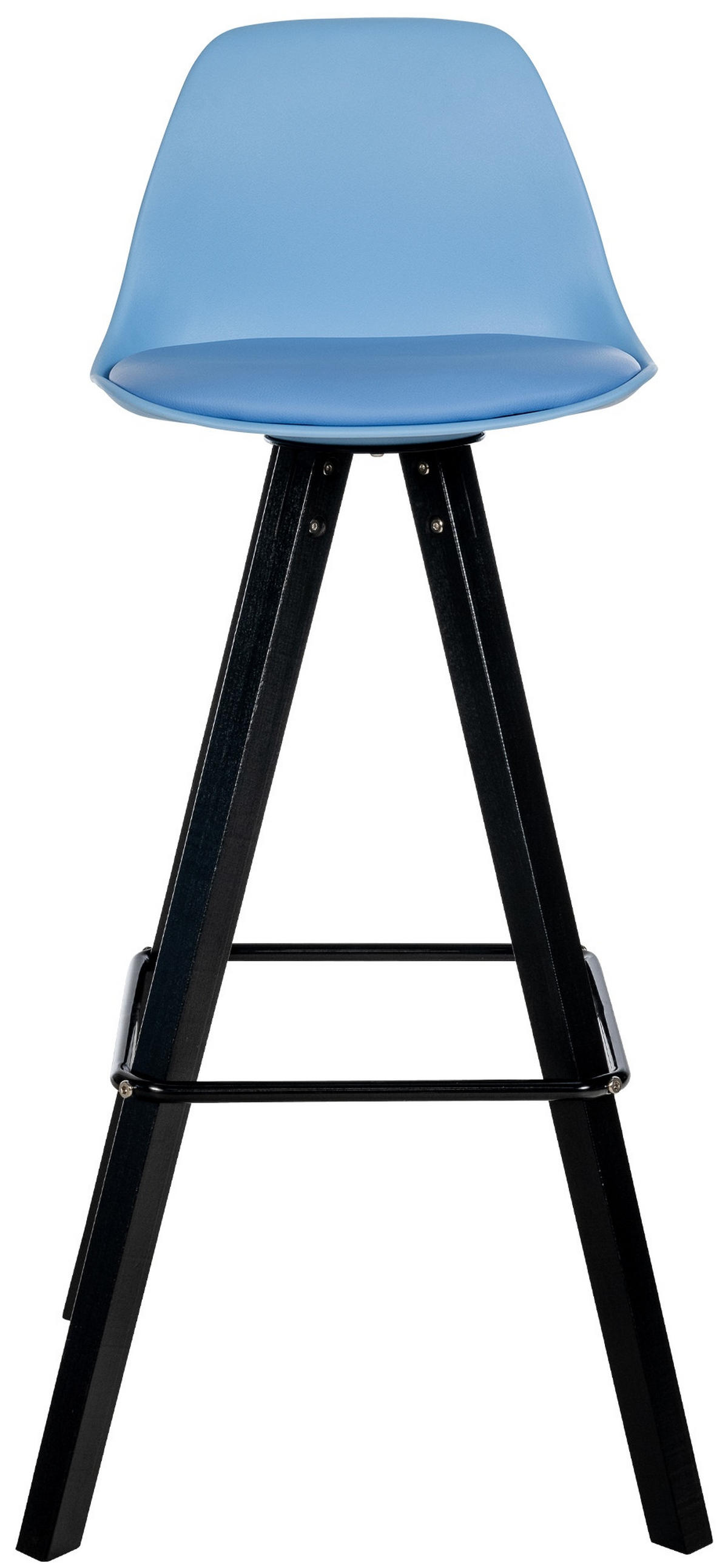 BARHOCKER PALMA Blau Kunstleder Schwarz - Blau, Leder/Holz (38/99/44cm) - DELUKE