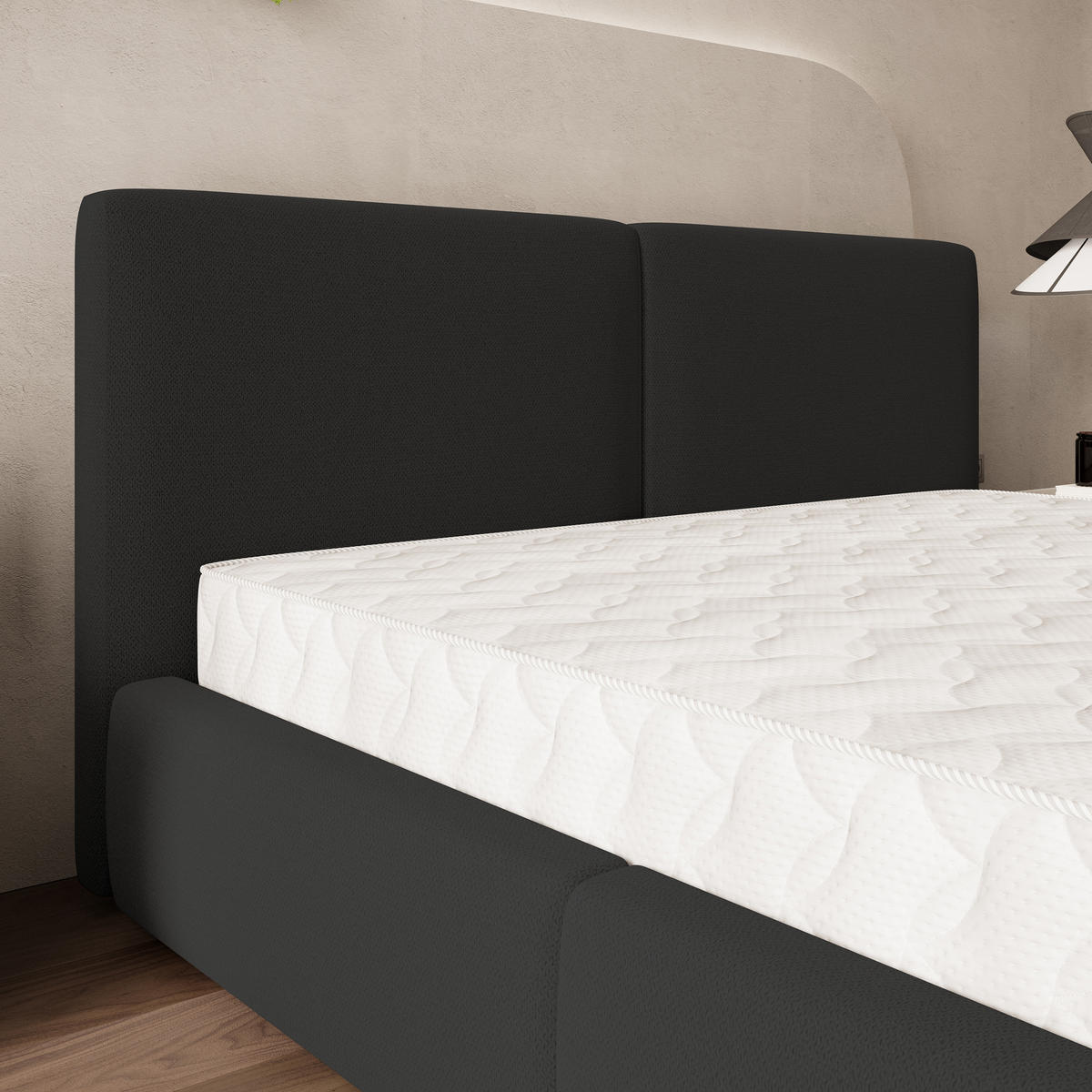POLSTERBETT FELURO 140x200 cm mit Bettkästen - Schwarz - Schwarz, Holz (140/200cm) - MASSENO