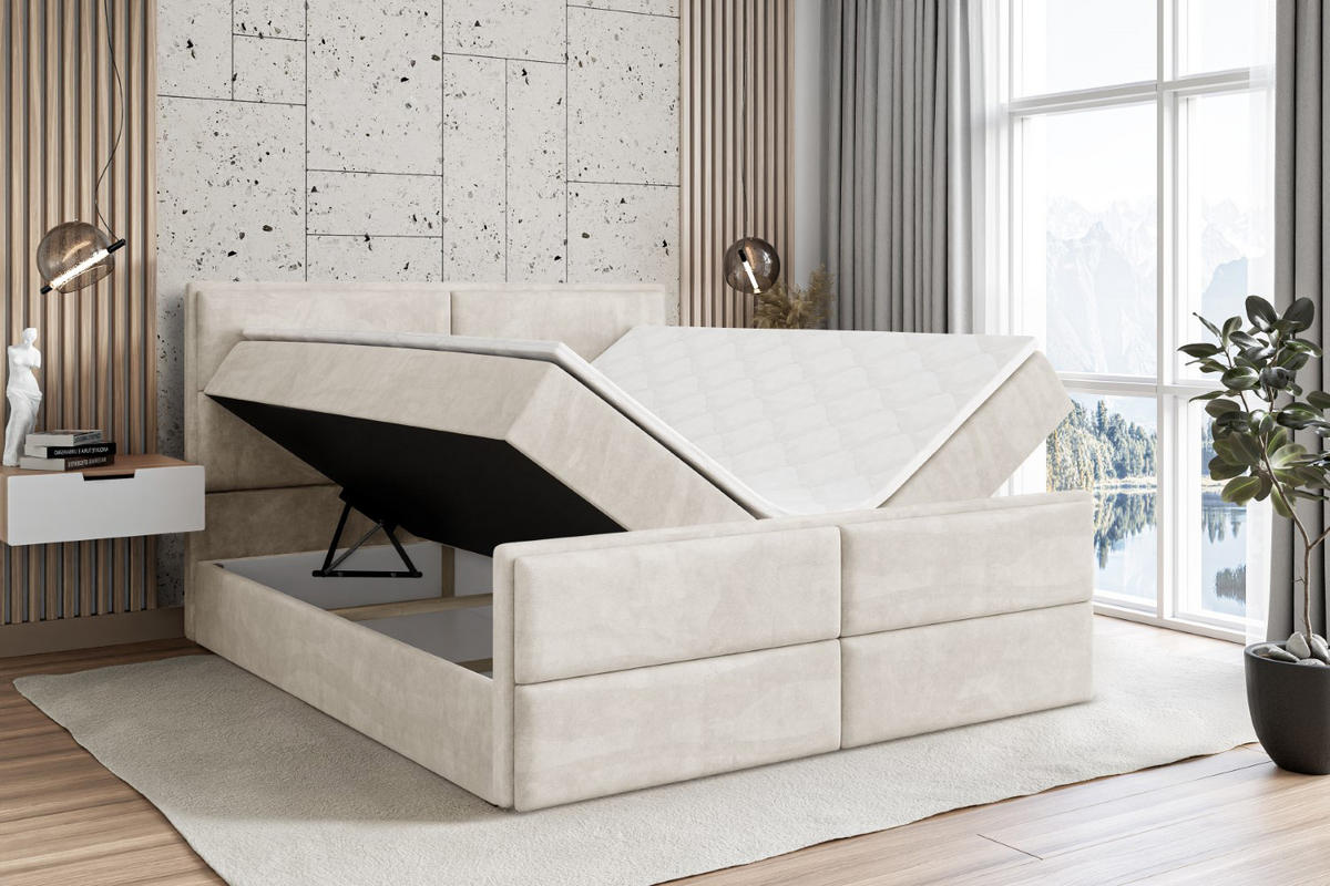 BOXBETT AURA-Z - 180 x 200 - H3 - Ecru - Ecru, Holzwerkstoff (180/200cm) - ALTDECOR