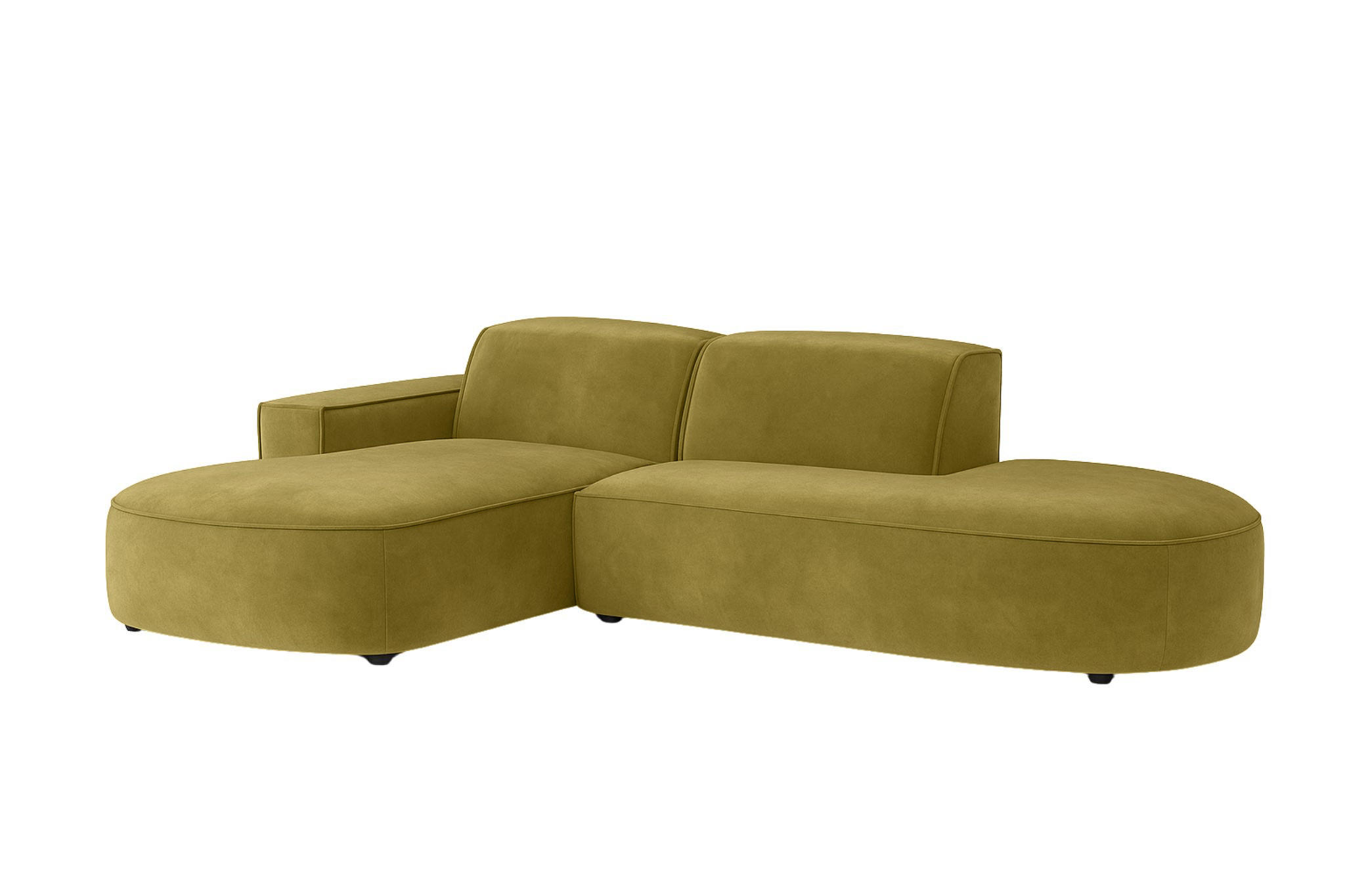 ECKSOFA Cursal Atelier, Stoff Salvador, Olive, Links - Olivgrün, Holz (284/166cm) - Kaiser Möbel