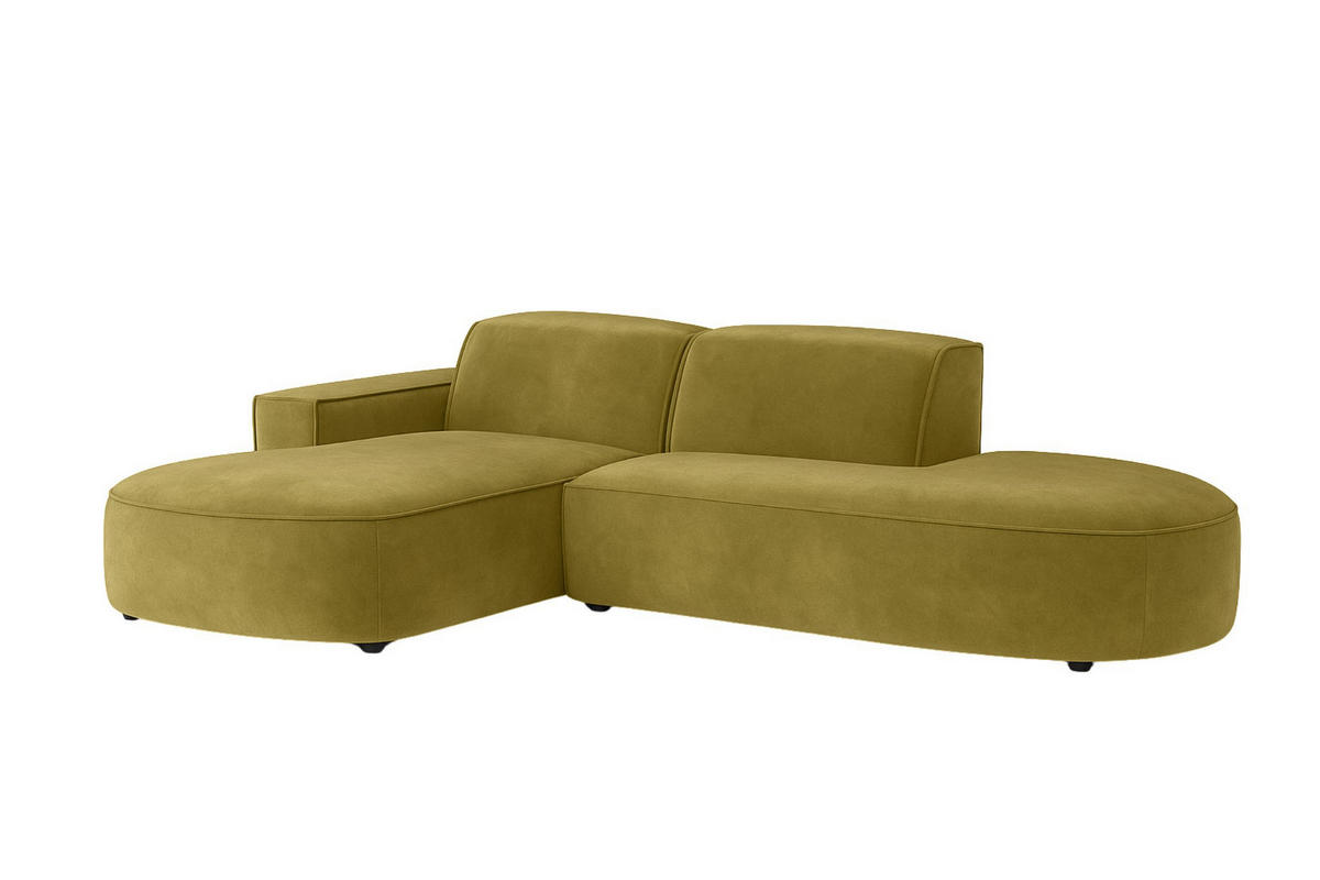 ECKSOFA Cursal Atelier, Stoff Salvador, Olive, Links - Olivgrün, Holz (269/166cm) - Kaiser Möbel