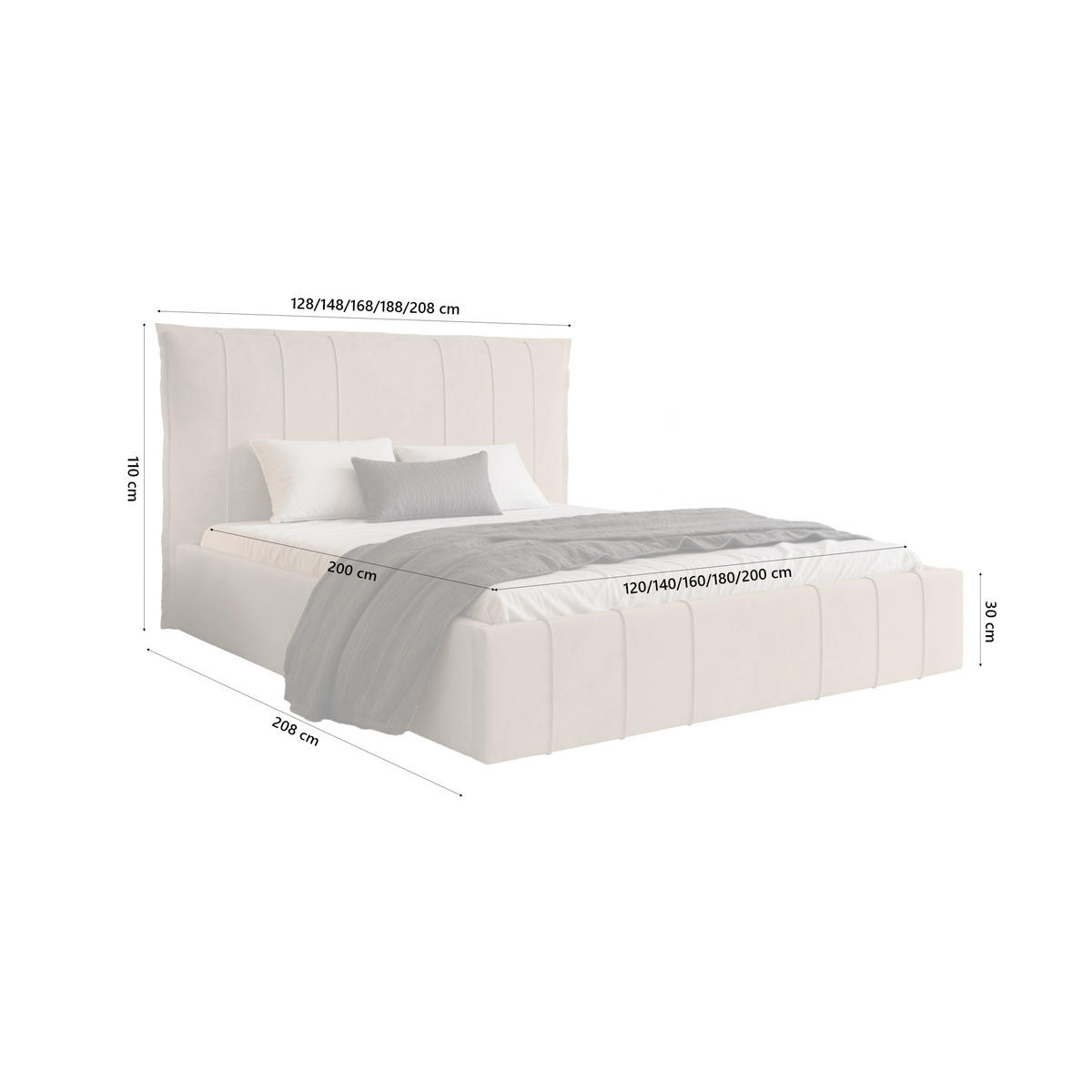 POLSTERBETT Acate 120x200 cm, Beige - Beige, Textil (120/200cm) - Fedve