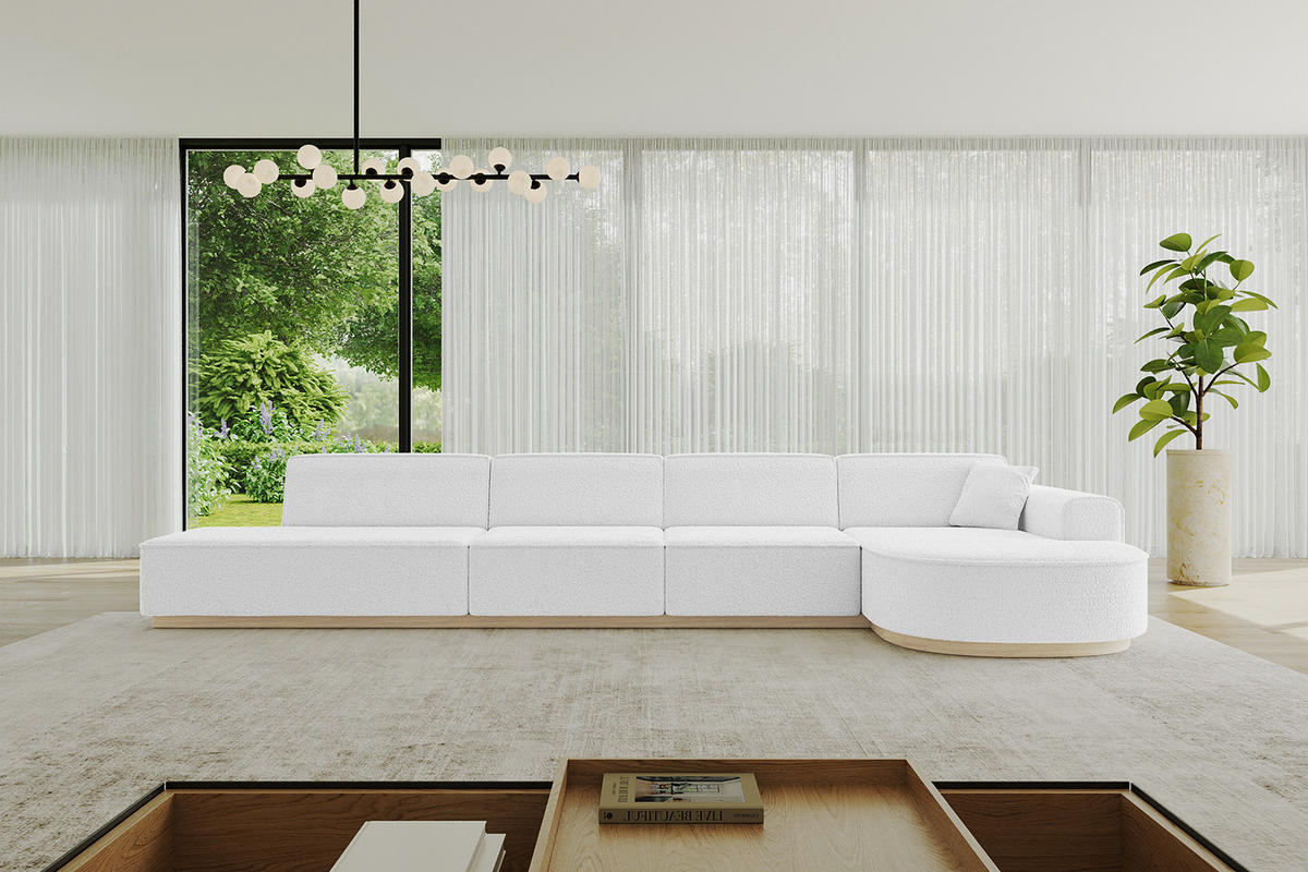 ECKSOFA Ottomane Rechts ARRIO-L3 - 413x171x83 cm Weiß - Weiß, Holzwerkstoff/Textil (413/171cm) - ALTDECOR