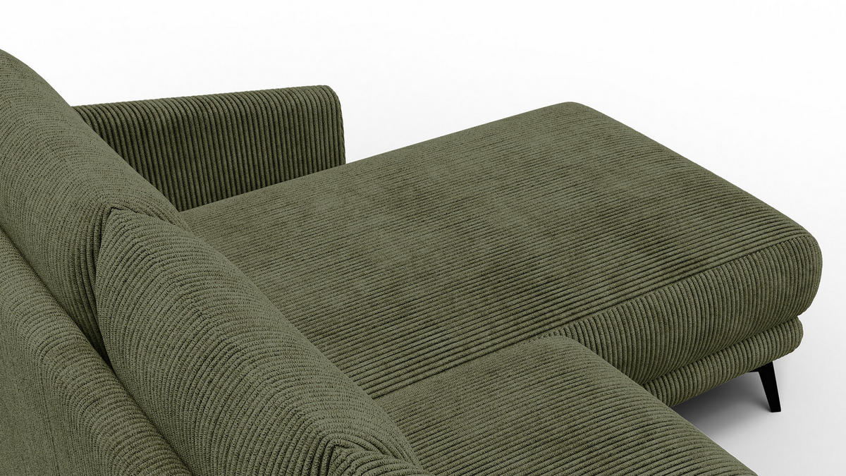 ECKSOFA VILT 3-Sitzer, olive - Schwarz/Olivgrün, Holzwerkstoff/Textil (221/156cm) - Courtois Laville