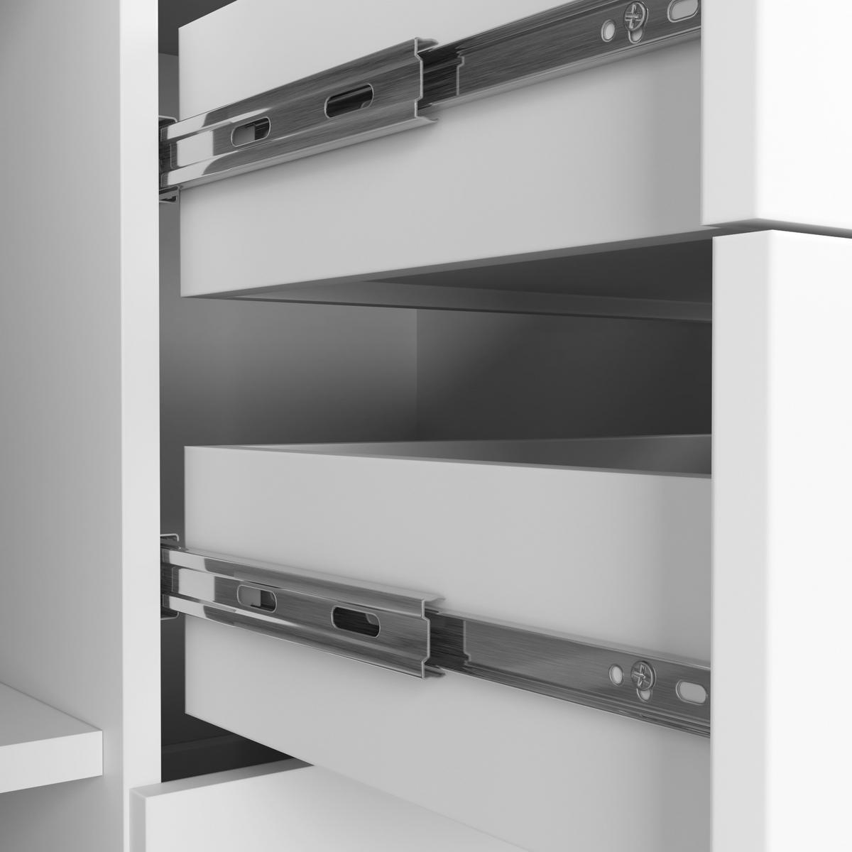 KOMMODE Weiß 110x35x80 cm - Silberfarben/Weiß, Holzwerkstoff/Kunststoff (110/80/35cm) - Akord