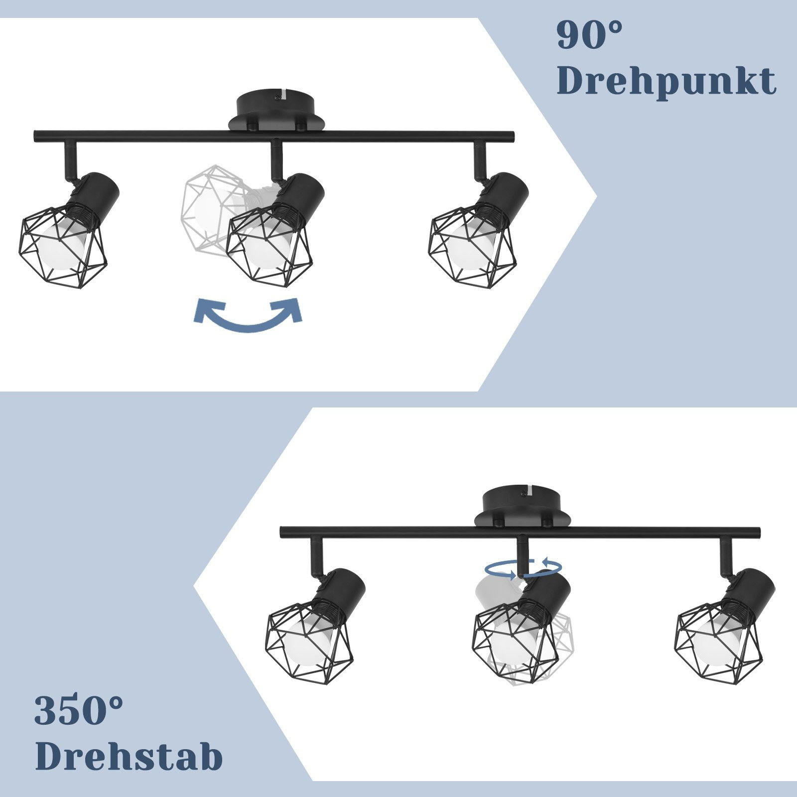 Thumbnail - ZMH Deckenstrahler, Schwarz, Metall, Vintage, Freiform, 20x9.5x40 cm, Lampen & Leuchten, Innenbeleuchtung, Spots & Strah...