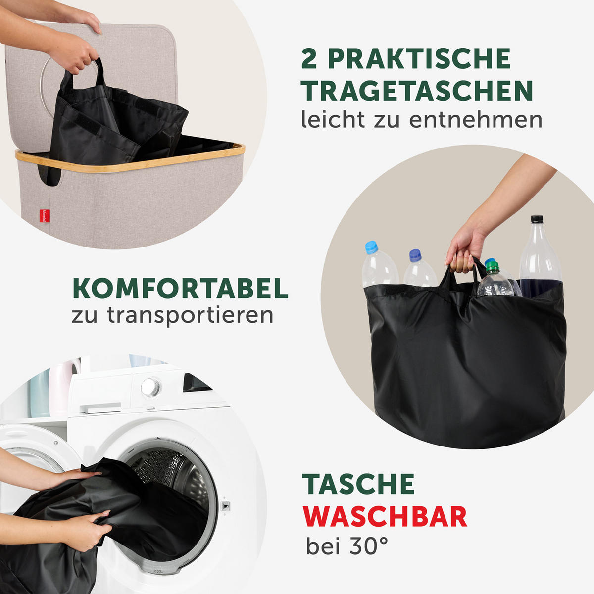 PFANDFLASCHEN-SAMMELBEHÄLTER 150L Beige (2 Fächer) - Beige, Kunststoff (37/4/57cm) - Blumtal