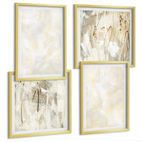 BILDER SET 4er Set - 50x50 cm & 40x60 cm Goldrahmen - Helles Strukturfarbendesign - Goldfarben, Kunststoff (50/50cm) - TULUP