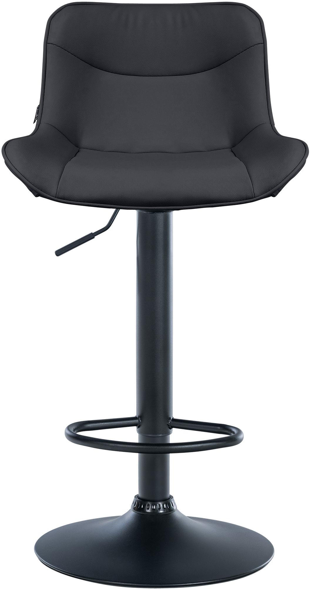 BARHOCKER TAMPA Schwarz Kunstleder Schwarz - Schwarz, Leder/Metall (49/85/51cm) - DELUKE