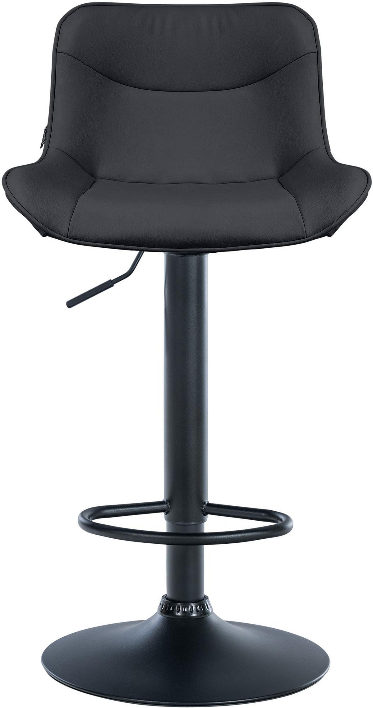 BARHOCKER TAMPA Schwarz Kunstleder Schwarz - Schwarz, Leder/Metall (49/85/51cm) - DELUKE