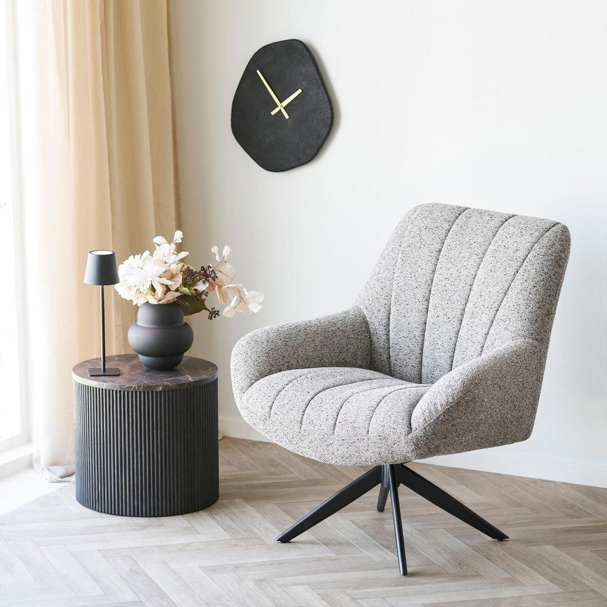 SESSEL, Dora, Grau, Stoff, 84 x 81 x 93 cm - Grau, Textil/Metall (84/93/81cm) - ebuy24