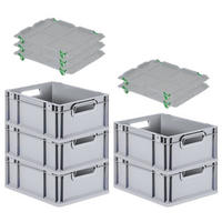 EUROBOX 5x Nextgen Economy Mit Auflagedeckel Grau/Grün Griffe Offen 16 Liter - Grün, Kunststoff (30/17/40cm) - PROREGAL