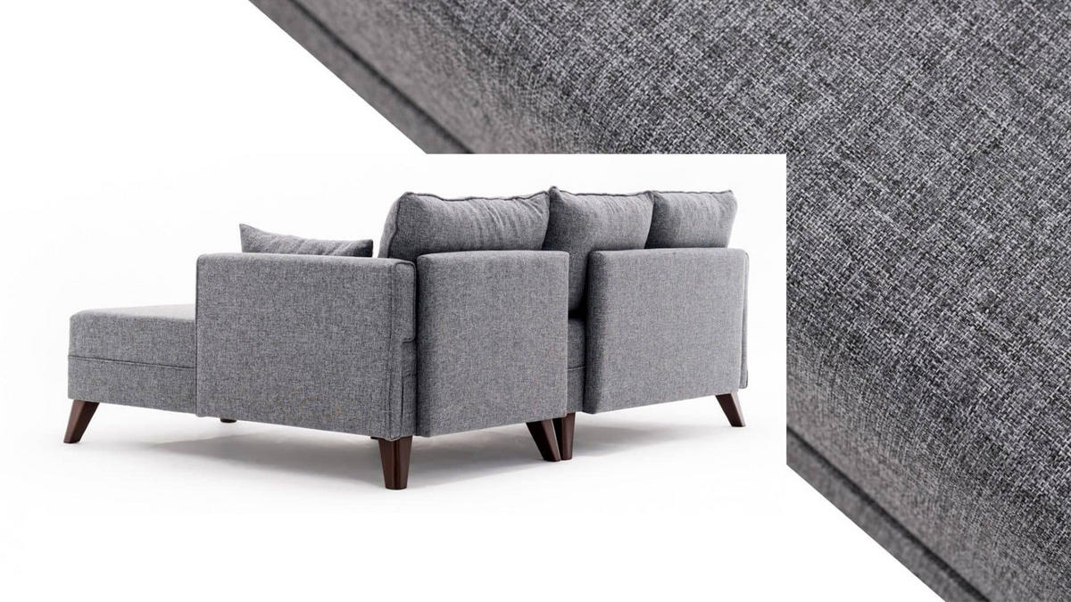 ECKSOFA mit Hocker als Schlaffläche, perfekt für kleine Räume - Walnussfarben/Braun, Holz/Kunststoff (140/205cm) - myHomelando