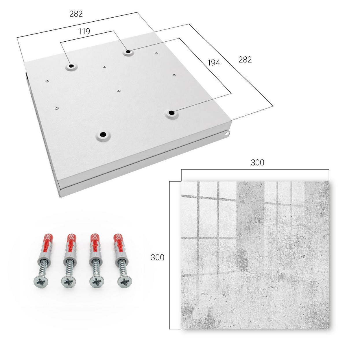 SCHLÜSSELBOX Weiß 30x30 cm – Türöffnung nach rechts - Unverfälschte Eleganz - Grau, Metall (30/30/5cm) - TULUP