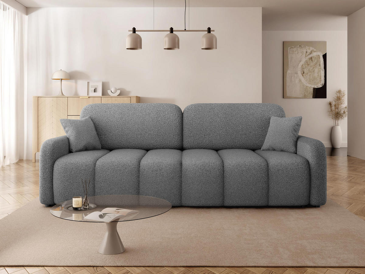 SCHLAFSOFA Carlos Boucle - Schwarz/Grau, Holz/Kunststoff (236/90/114cm) - MIRJAN24