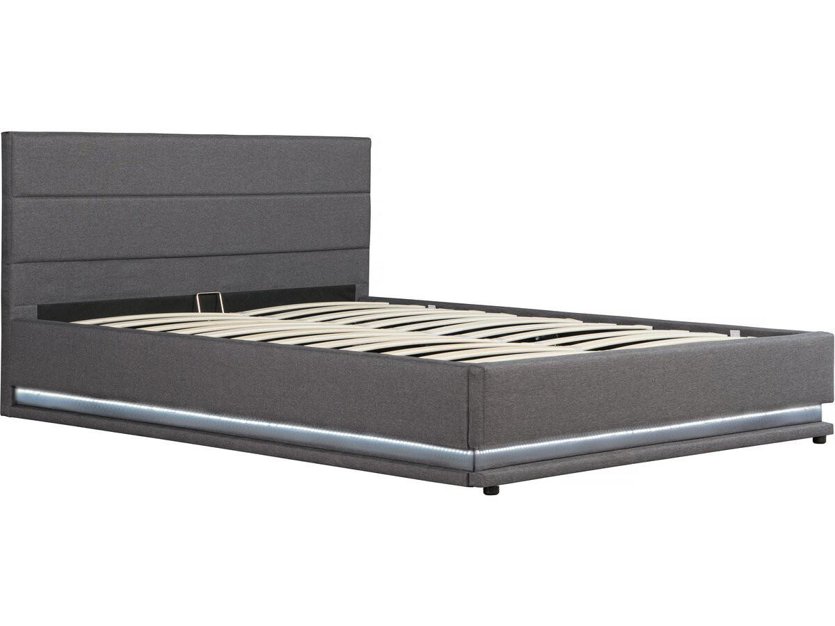 BETT anastasia Grau - Grau, Textil (190/140cm) - Habitat Garten