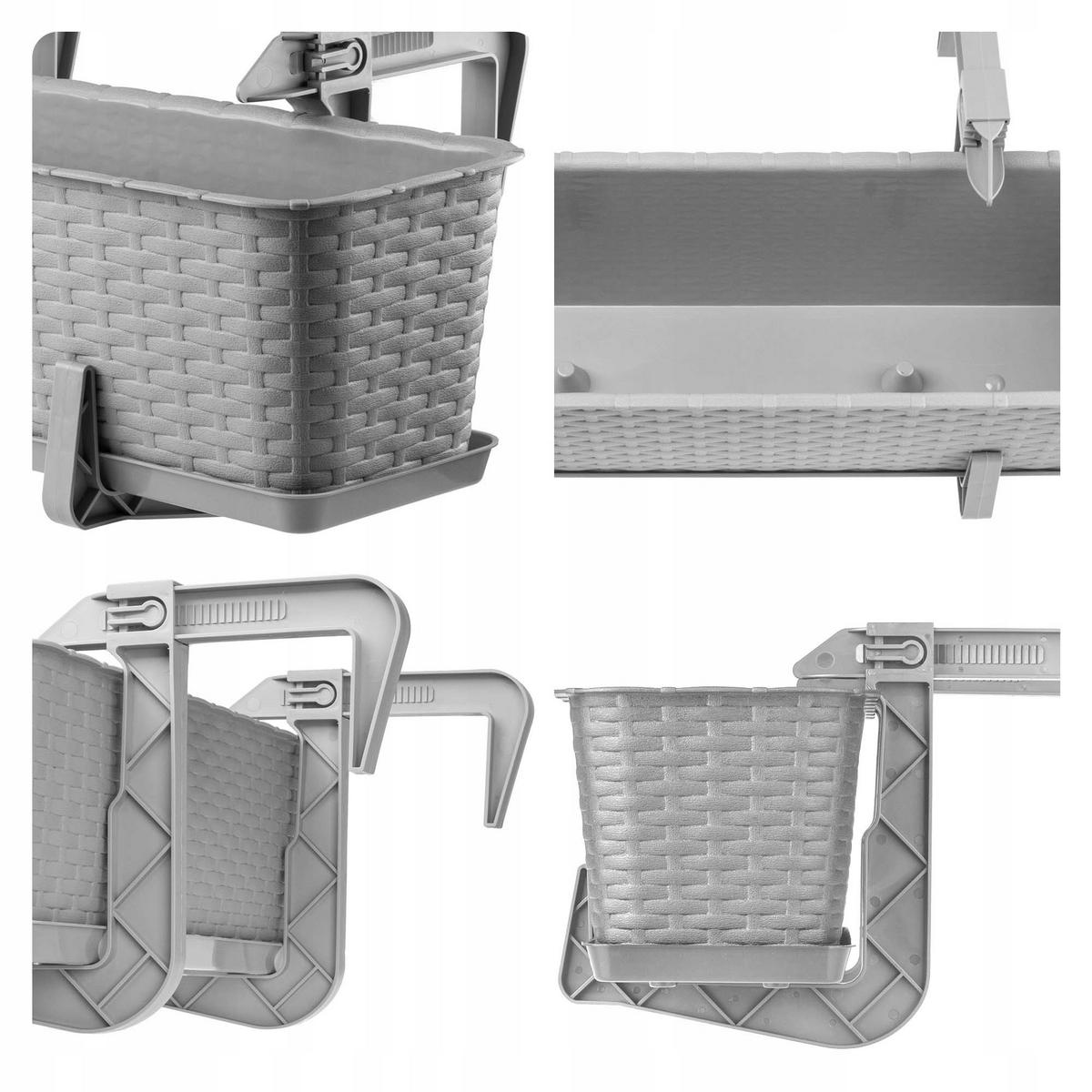 BALKONKASTEN mit Griffen, Grau, 60 cm, 4 Stk. - Grau, Kunststoff (17/60cm) - KADAX