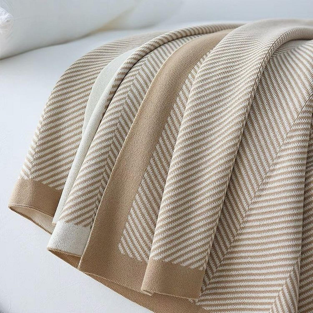 DECKE – 170 x 130 cm – Beige - Beige, Textil (170/130cm)
