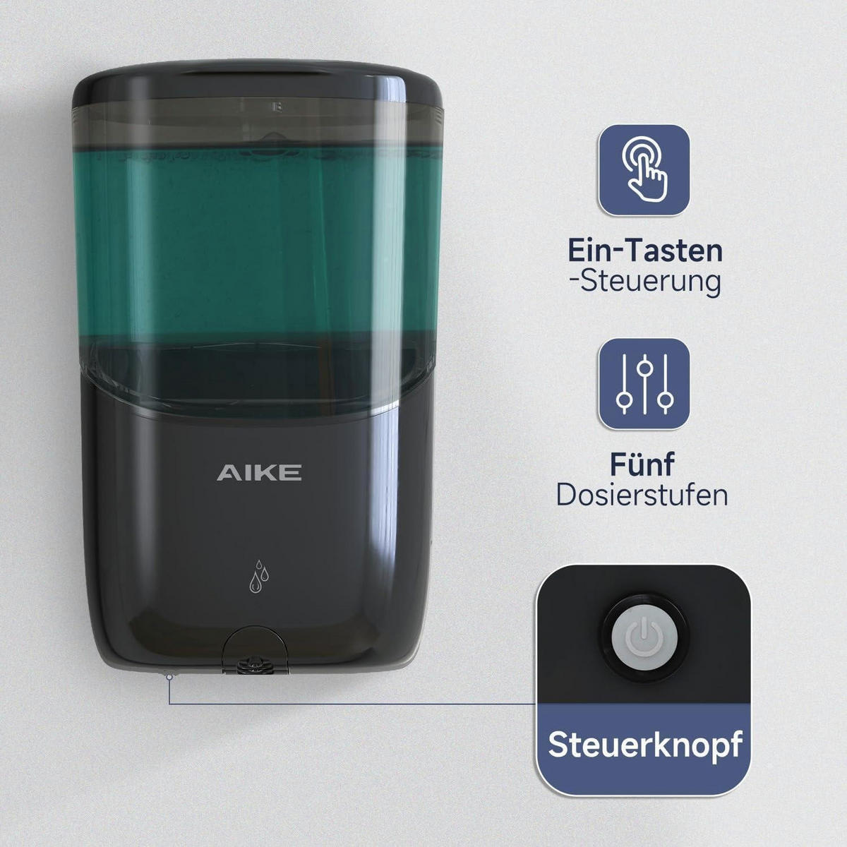 SEIFENSPENDER Automatisch Wandmontage 650 ml Schwarz - Schwarz, Kunststoff (10.6/20/11.7cm)