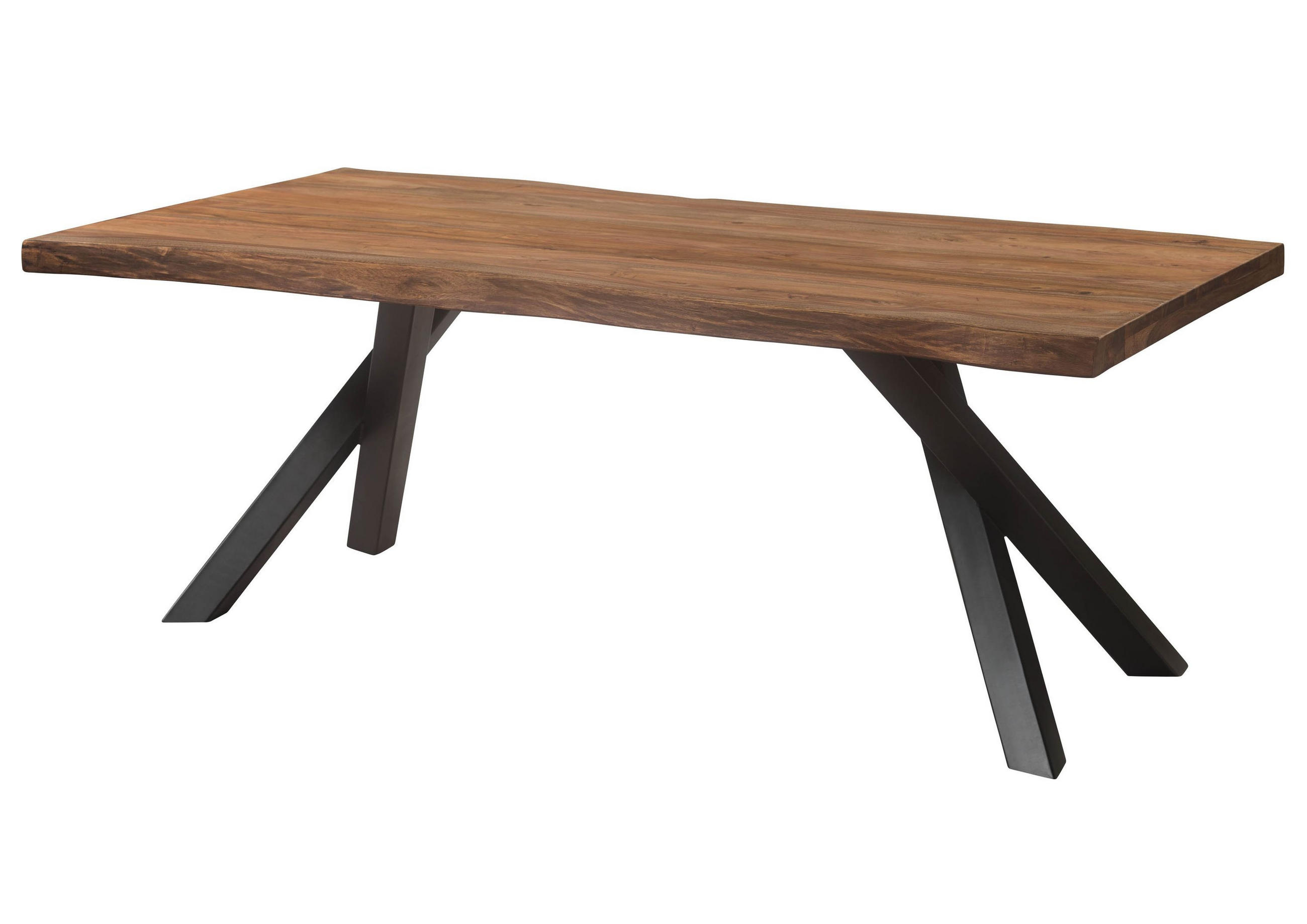BAUMTISCH Sheesham 200x100x76 grau gebeizt / A-Gestell anthrazit matt FREEFORM 5 - Grau, Holz (100/200/76cm) - Massivmoebel24