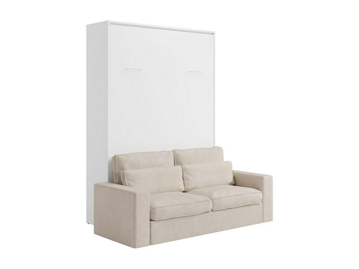SCHRANKBETT - 2 Personen - holz - weiß Beganio - Weiß, Holz (160/200cm) - Vente-Unique