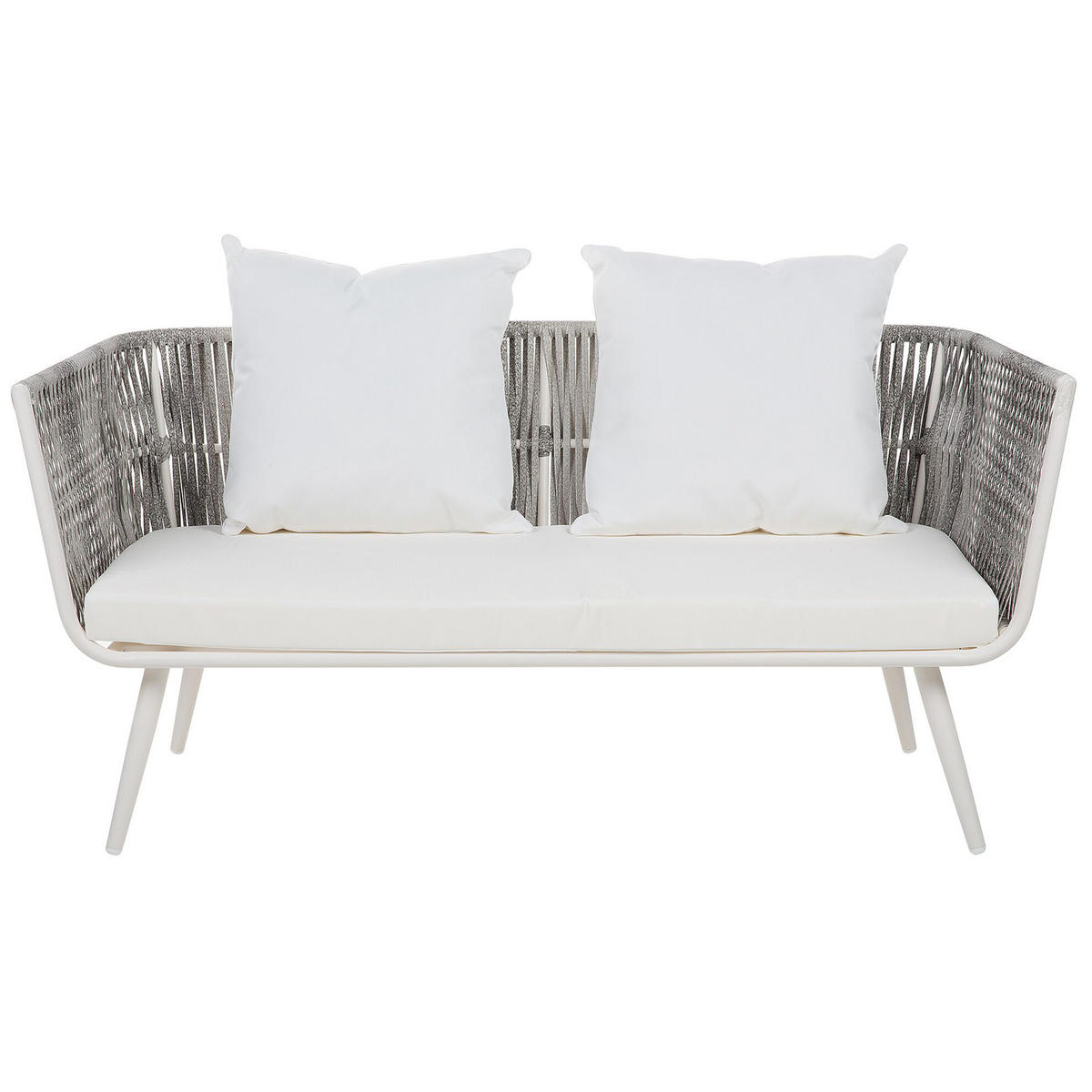 LOUNGE-SET 4-sitzer Rattan Weiß Ragusa - Weiß, Kunststoff - Beliani