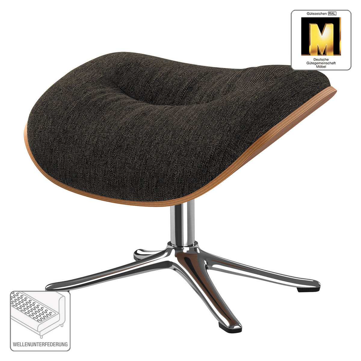 POLSTERHOCKER - Chromfarben/Schwarz, Textil/Metall (44/39/42cm) - home24