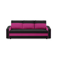 SOFA 3-SITZER MIT SCHLAFFUNKTION ORION, Schwarz + Rosa - Pink/Schwarz, Textil (220/85/92cm)